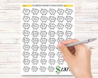 Printable 52 Week Money Challenge Tracker | Cash Envelope Savings Chart | Weekly Deposit PDF | Digital Download