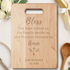 Personalized Christian Wedding Gift–Custom Cutting Board with Prayer,Chopping Board for Newlyweds & Anniversary,Christian House Warming Gift