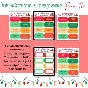 Libro de cupones de Navidad / Imprimible / Descarga instantánea / Regalo de Navidad / Libro de cupones para niños / Cupones de Navidad