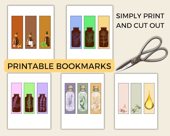 Printable Bookmarks | Essential Oils | Unique Bookmarks | diy Bookmarks | Watercolor Bookmark | Bookmarks For Women | Book Lover Gift