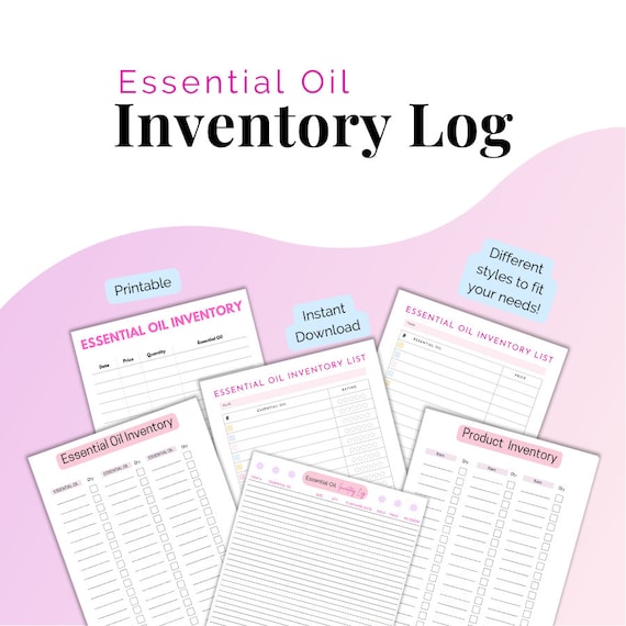 Printable Essential Oil Inventory Log-Instant Download-8.5x11 Inches-Inventory Checklist-Inventory Tracker-Product Inventory-Inventory Sheet