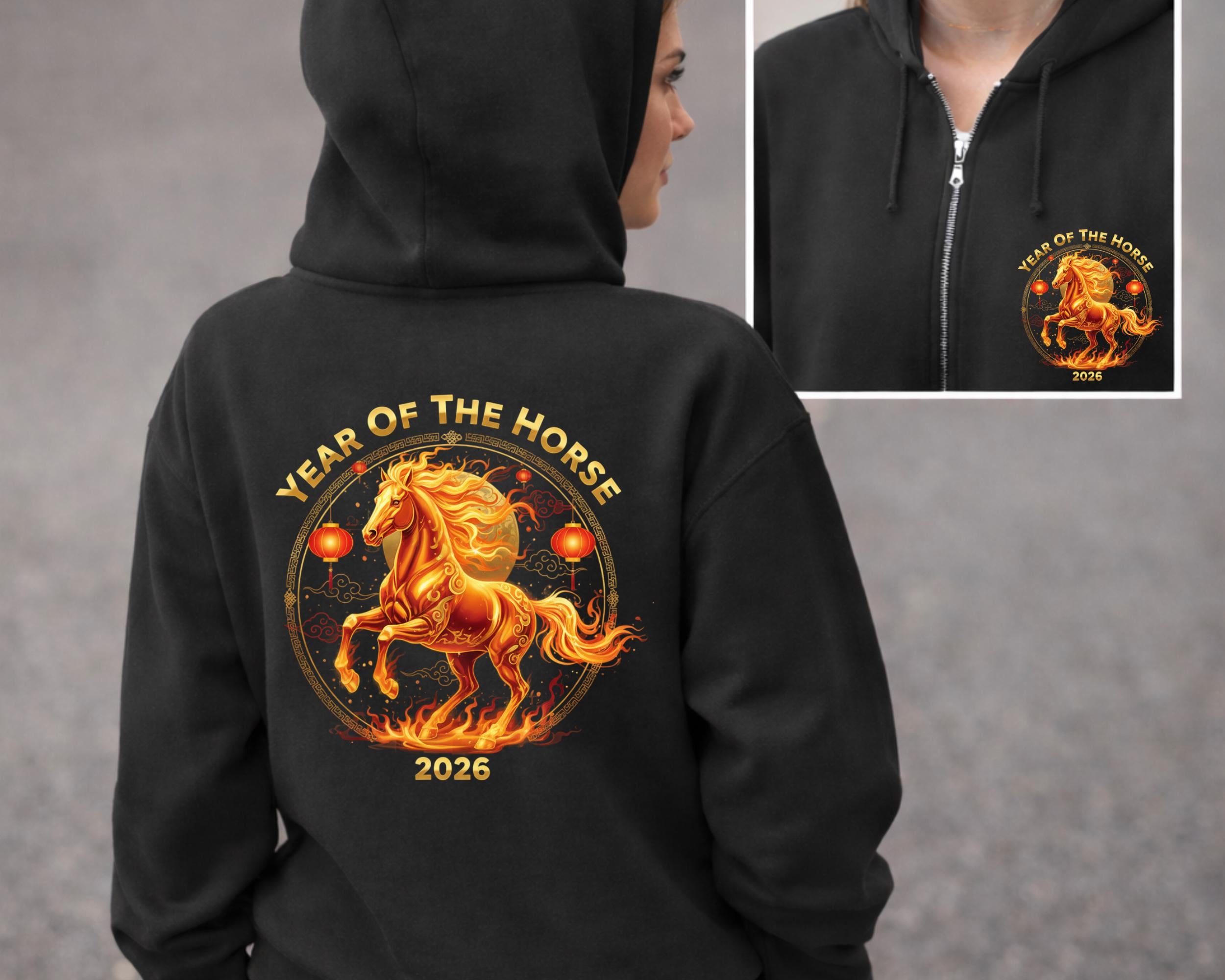 Horse Lover Full-zip Hoodie — Fire Horse Sweatshirt Inspired by