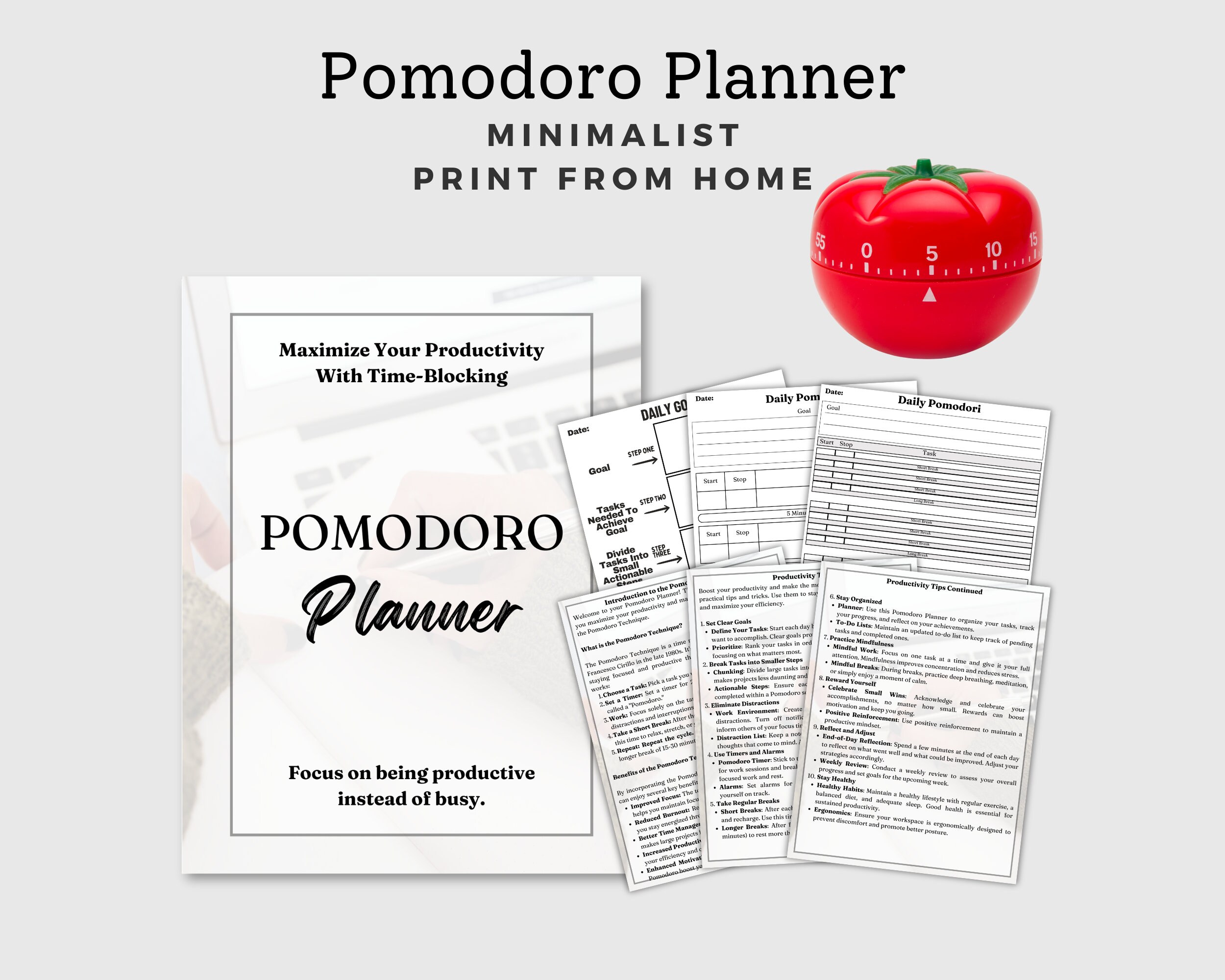 Pomodoro Planner | Pomodoro Tracker | Productivity Planner | Time 