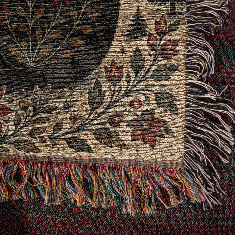 Reverse woven tapestry blanket construction durable cotton blend woven throw blanket premium craftsmanship reversible blanket texture made in USA