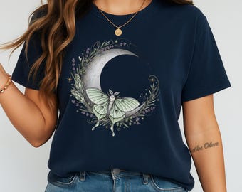 Luna Moth Shirt – Celestial Moon Moth Tee, Cottagecore & Witchy Clothing – Mystical Whimsigoth T-Shirt