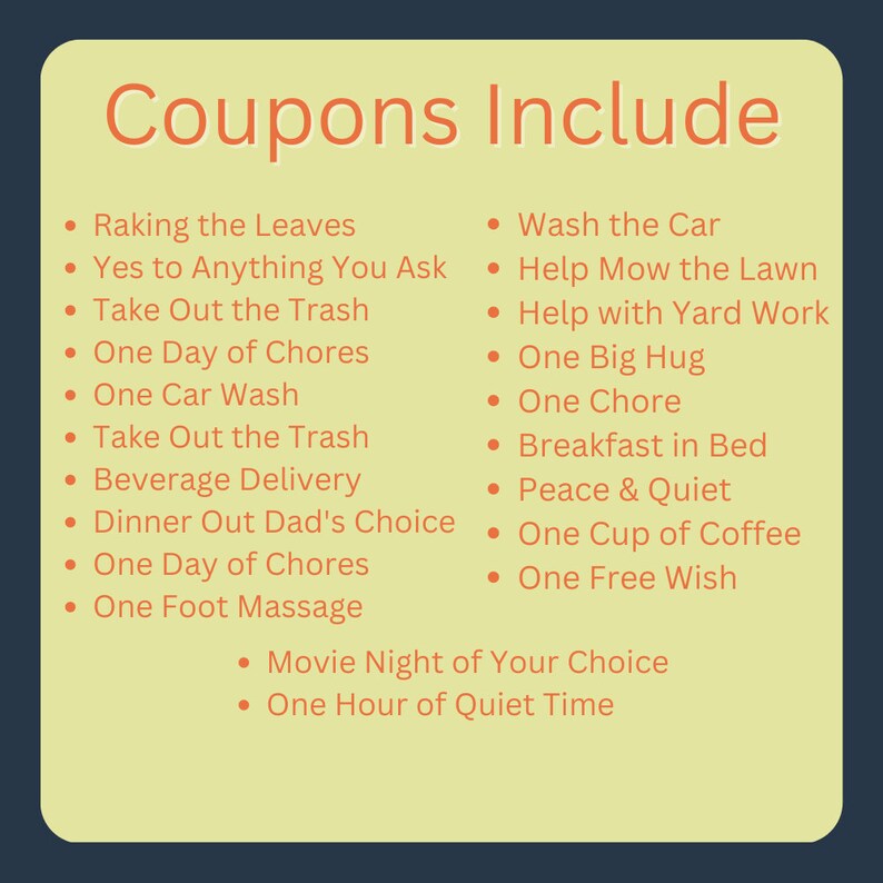 Father s Day Coupon Book Printable Dad Coupons Birthday Voucher Coupon 