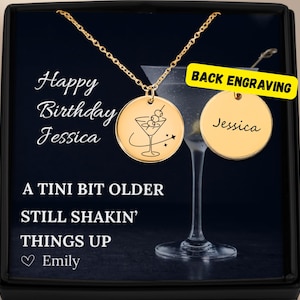 Personalisierte Martini Halskette-Geburtstagsgeschenk für Martini-Liebhaber, ein etwas älteres Geburtstagsgeschenk, Schmuckgeschenk, Geburtstagsgeschenk für Martini