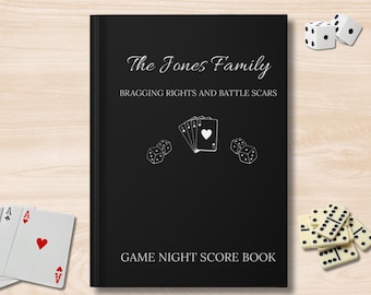 Scoring-Buch für Familien-Spielabende, personalisiertes Spiel-Score-Buch, Spielabend-Scorebook, benutzerdefiniertes Spielabend-Geschenk, Familiennachtgeschenke