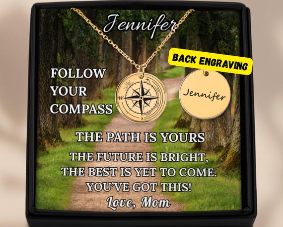 Personalized Necklace Gift for Graduation–compass Necklace, High
