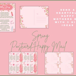 Glückliche Muttertag Happy Mail, Fun Mail Rezeptkarten, Postkarten, Geschäft für ätherische Öle, Sofort Download, Young Living, Pink, Blumen