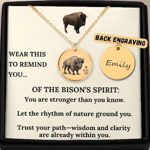 Collar con el espíritu del bisonte: regalo para amantes de la naturaleza, joyería que te recuerda a ti, regalo inspirador del tótem del bisonte, fuerza y resiliencia.