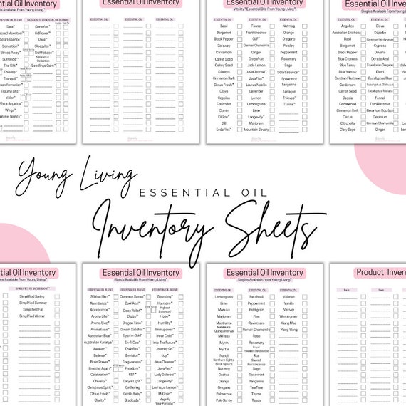 Young Living Specific Inventory Sheets-Instant Download-8.5x11 Inches-Includes Essential Oil Singles, Blends, Vitality, & Collections