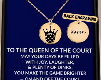 Personalized Pickleball Necklace –Custom Pickleball Gift for Women, Pickleball Queen Jewelry, Pickle Ball Birthday or Christmas Gift for Her