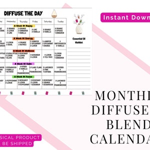 Diffuser Blends Calendar | Diffusing Calendar | Printable Download | Digital Download | Essential Oil Diffuser Blends | Instant Download
