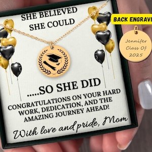 Afstudeerketting – ze geloofde dat ze het kon, dus gepersonaliseerd college-afstudeercadeau voor dochter, nichtje of zus, afstudeercadeau