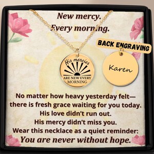 His Mercies Are New Custom Necklace–Christian Encouragement Gift, Scripture Jewelry, Bible Verse Faith Necklace,Inspirational Gift for Women