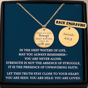 Bijbelversketting voor vrouwen – Jesaja 43:2 christelijke sieraden – als je door diepe wateren gaat, zal ik bij je zijn – Schriftgeloof cadeau