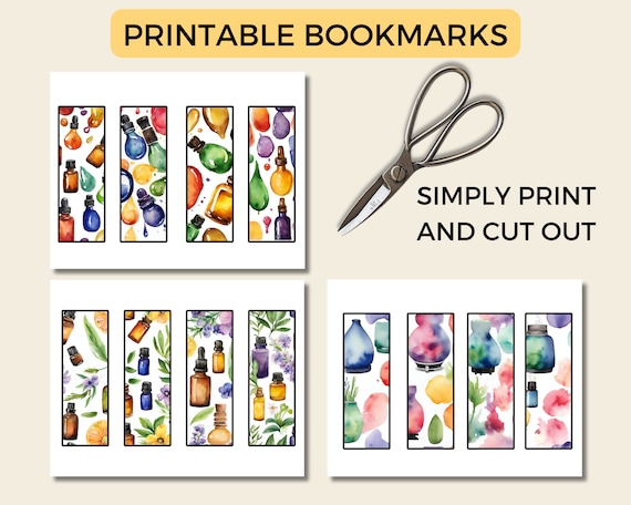 Printable Bookmarks | Essential Oils | Watercolor Bookmark  | diy Bookmarks | Unique Bookmarks | Bookmarks For Women | Book Lover Gift