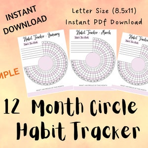 Simple 12 Month Circle Habit Tracker Printable