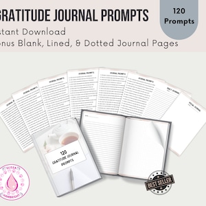 Gratitude Journal Prompts | Prompt Guide | Writing Prompts | Positivity Prompts | Guided Journal | Daily thankful thoughts | Self Reflection