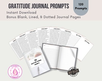Indicaciones del diario de gratitud / Guía de indicaciones / Indicaciones de escritura / Indicaciones de positividad / Diario guiado / Pensamientos diarios de agradecimiento / Autorreflexión