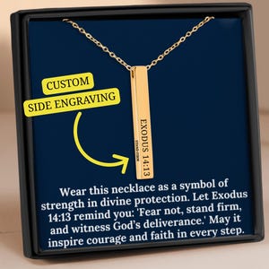 Inspirierendes christliches Bibel-Vers-Geschenk - Exodus 14:13 Bibel-Vers-Halskette - Schriftschmuck - Glaubensschmuck - Benutzerdefinierte Seitengravur