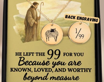 Collier Il a laissé les 99 – moutons perdus, bijoux de la foi, collier de versets bibliques chrétiens, pendentif Bon Pasteur, cadeau d'encouragement religieux