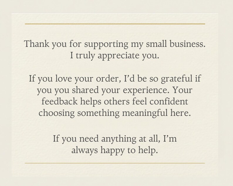 hank You For Supporting A Small Business Handmade Inspired Jewelry