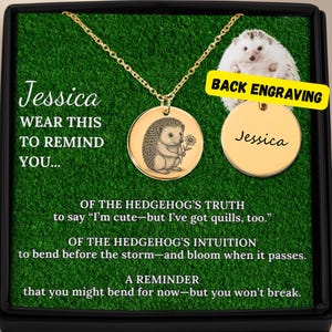 Egelketting - gepersonaliseerd kettingcadeau, spirituele dierensieraden, schattige dierenhanger, aanmoedigingscadeau voor vrouwen, motiverend cadeau