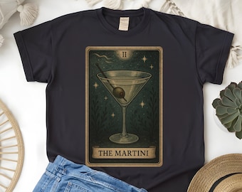 The Martini Tarot Card Shirt – Martini Lovers & Tarot Enthusiasts, Martini-Themed Apparel for Cocktail Fans, Unique Tarot Shirt Design