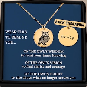 Personalized Owl Pendant Necklace–Spirit Animal Jewelry, Owl Gift for Mom, Encouragement Gift for Women, Nature Lover Jewelry Gift, Owl Gift