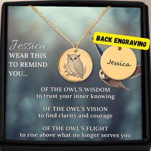 Personalisierte Eule Halskette Geschenk - Ermutigung Schmuck für Frauen, Tiergeistführer, beste Freundin, Tochter oder Mutter Geschenkidee, Eule Geschenkidee