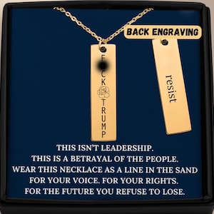 F*ck Trump Necklace, Resist Pendant, Political Statement Jewelry, Anti-Trump Gift, Protest Jewelry for Women, Feminist Necklace