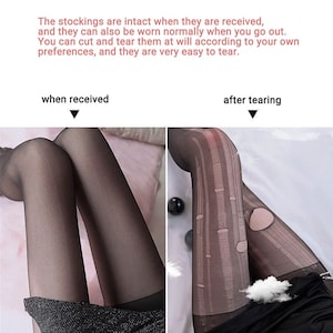 Pairs Of Disposable DIY Stockings, Easy Ripped Tights Gothic Women Fishnet Pantyhose Black Female Hollow Out Mesh Party Underwear image 3
