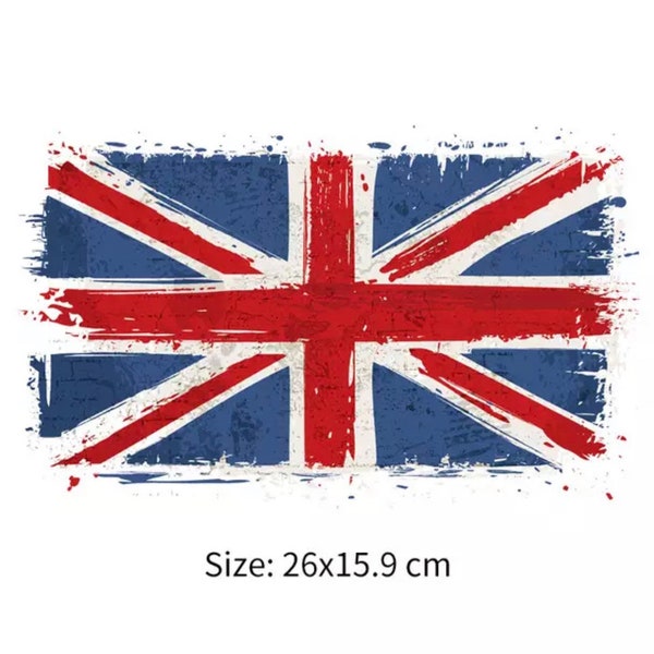 Grand et petit drapeau britannique britannique Union Jack Iron on Patch's Red/White/Blue/Black/Heat Transfer Patch's Great for DIY Clothes Making