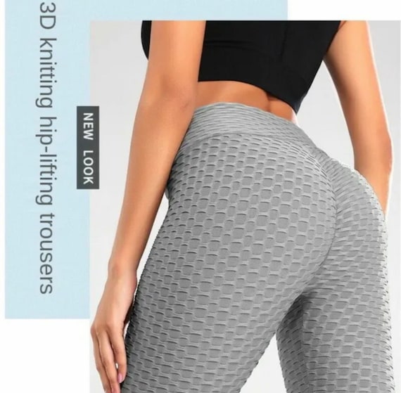 Buy Grey Honeycomb Womens Yoga Leggings Gym Anti-cellulite Fitness
