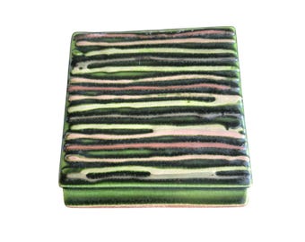 Vintage The Bennetts California Art Pottery Green Rag Rug # 404 MCM Vase Signed