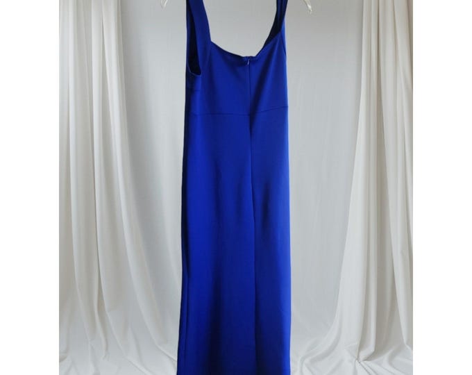 Vintage Y2k Alexa B Nites Blue Dress Criss Cross Size 14 Midi Party Cocktail