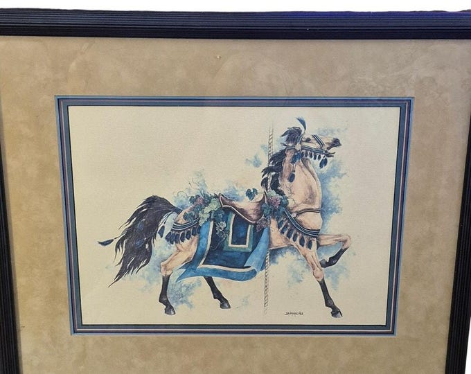 Stacy Baumgartner Carousel Horse “Summer Stallion” Framed Art Print 24x20
