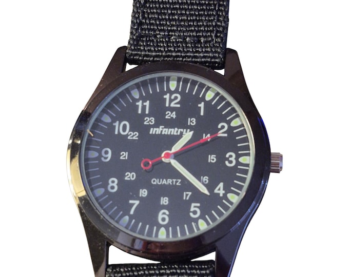 Infantry Mens Watch Quartz New Battery 24-hour dial Box with paperwork Sharp