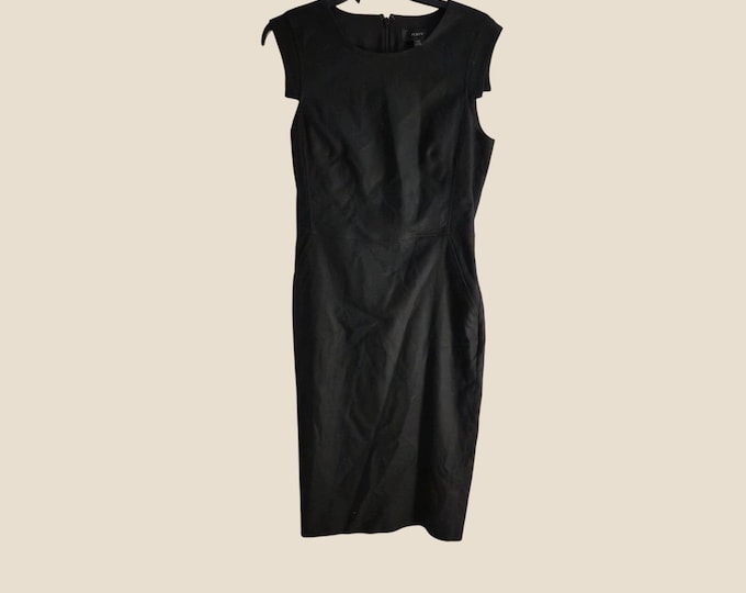 J.Crew Resume Sheath Dress Black Stretch Linen Blend Size 10T Professional EUC
