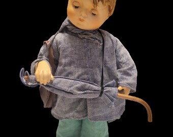 Vintage 60s Goebel Porcelain Doll Blue Shirt Matching Pants Umbrella Bag Socks