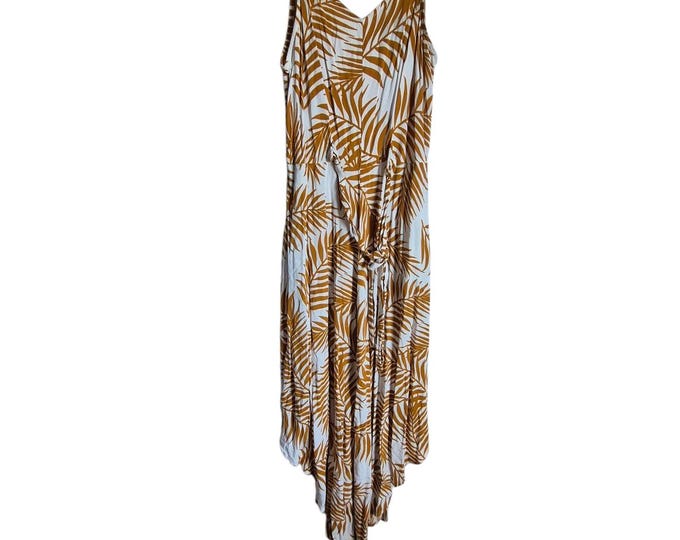 Ivy Street Jumpsuit Small Fern Print Maxi Baby doll Coquette Tropical Rare
