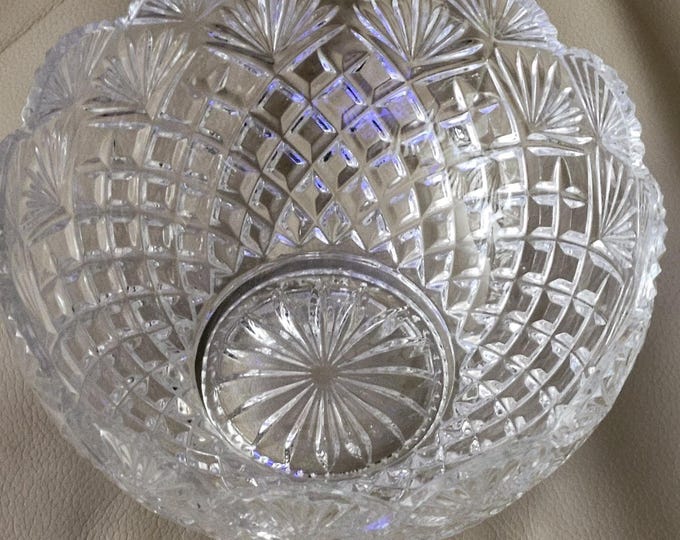 Vintage Shell Fan Pattern 24% Lead Crystal Bowl Imperial Glass Company