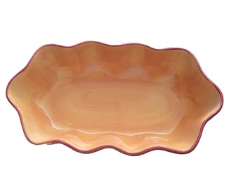 Gail Pittman 11-Inch Hand-Painted Canoe Bowl - Striped Design, 6-inch Wide