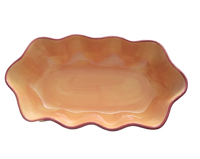 Gail Pittman Hand-Painted Canoe Bowl: Striped Sides