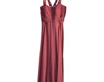 Dessy Gown 2970 Womens Rouge Pink Chiffon Ruched Multi-Strap Bridesmaid Dress
