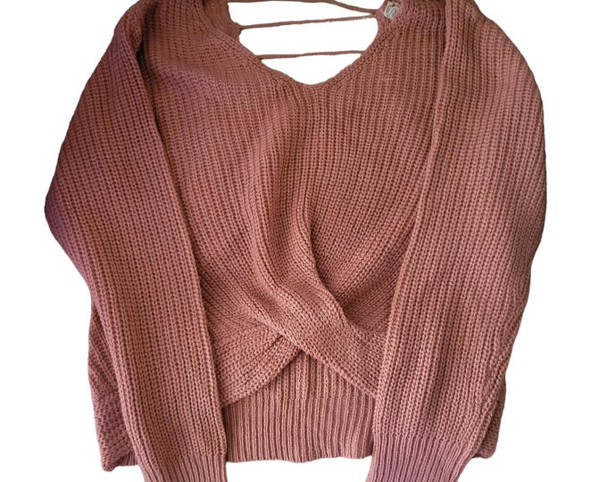 Vintage Top Sweater Women Size L Poof Apparel  Faux Wrap Super Stylish V Back