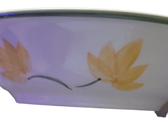 Vintage Alco Yellow Swirl Floral Stoneware Bowls Set of 4 Cottagecorp Country