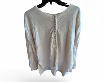 We the Free Womens Tunic Size S Cream Gauzy Cotton Blend Oversized Boho Whimsy